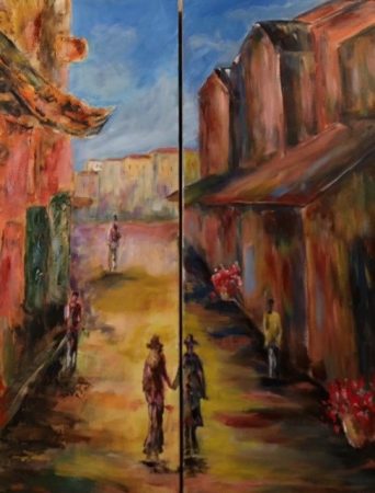 Strolling in Rome, 36 x 36 - SOLD