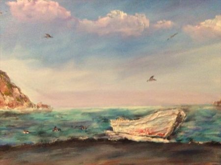 Fishing Boat in Ixtapa Bay, 16 x 20