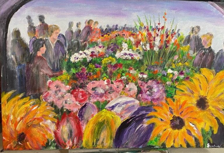Flower Market in Antibes, 36 x 24